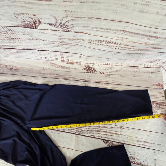 Aryn K Pack a Plunge Jumpsuit M Navy Ink Blue Silky Sheer Back Surplice Bodice - Picture 16 of 16